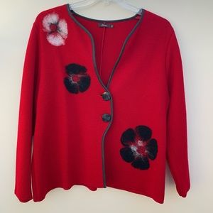 Sweater with felted flowers and buttons (XXL)